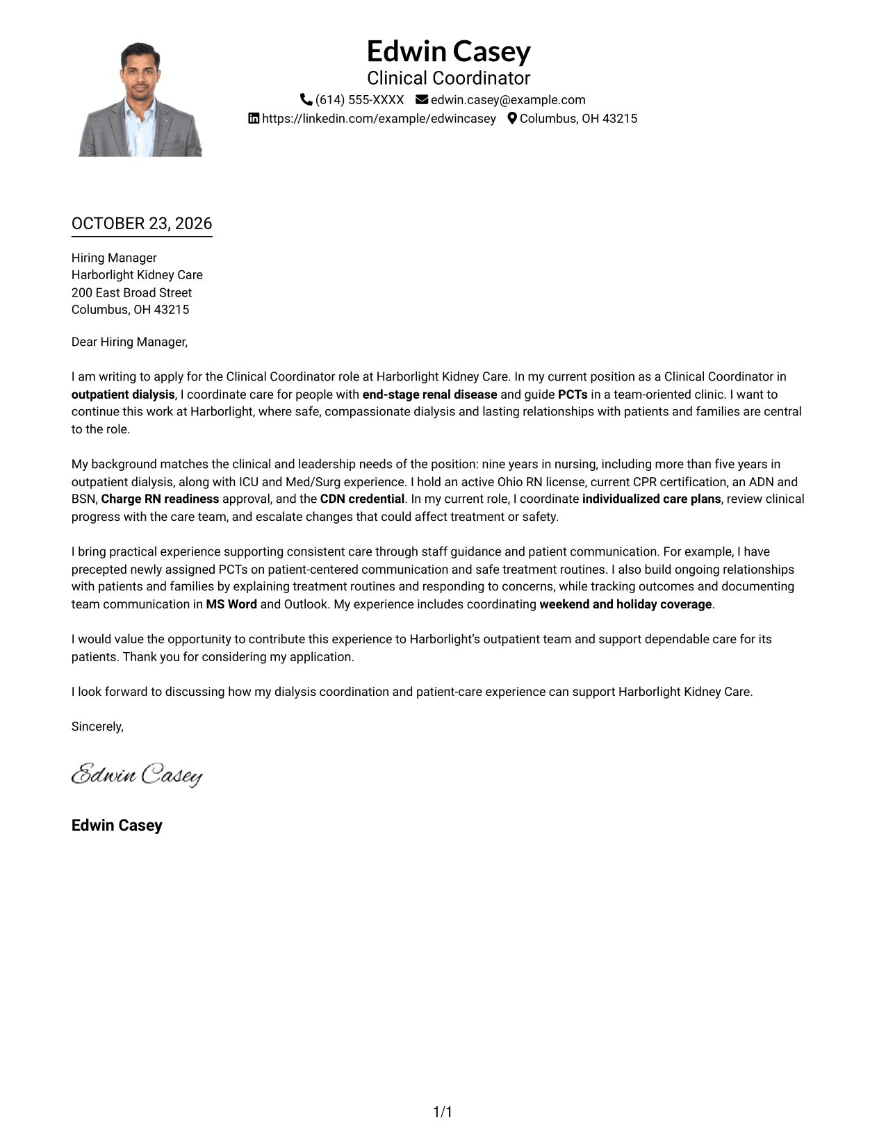 Cover letter example — page 1
