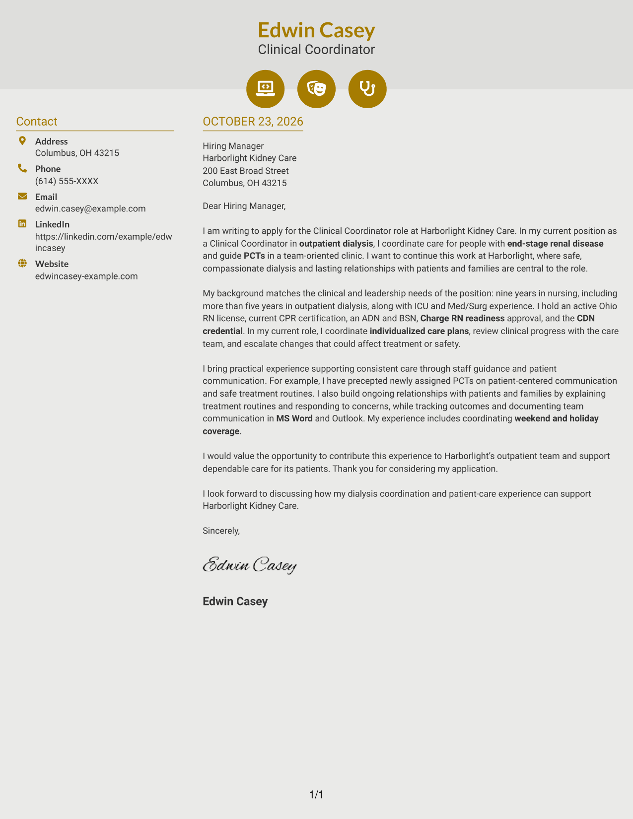 Cover letter example — page 1