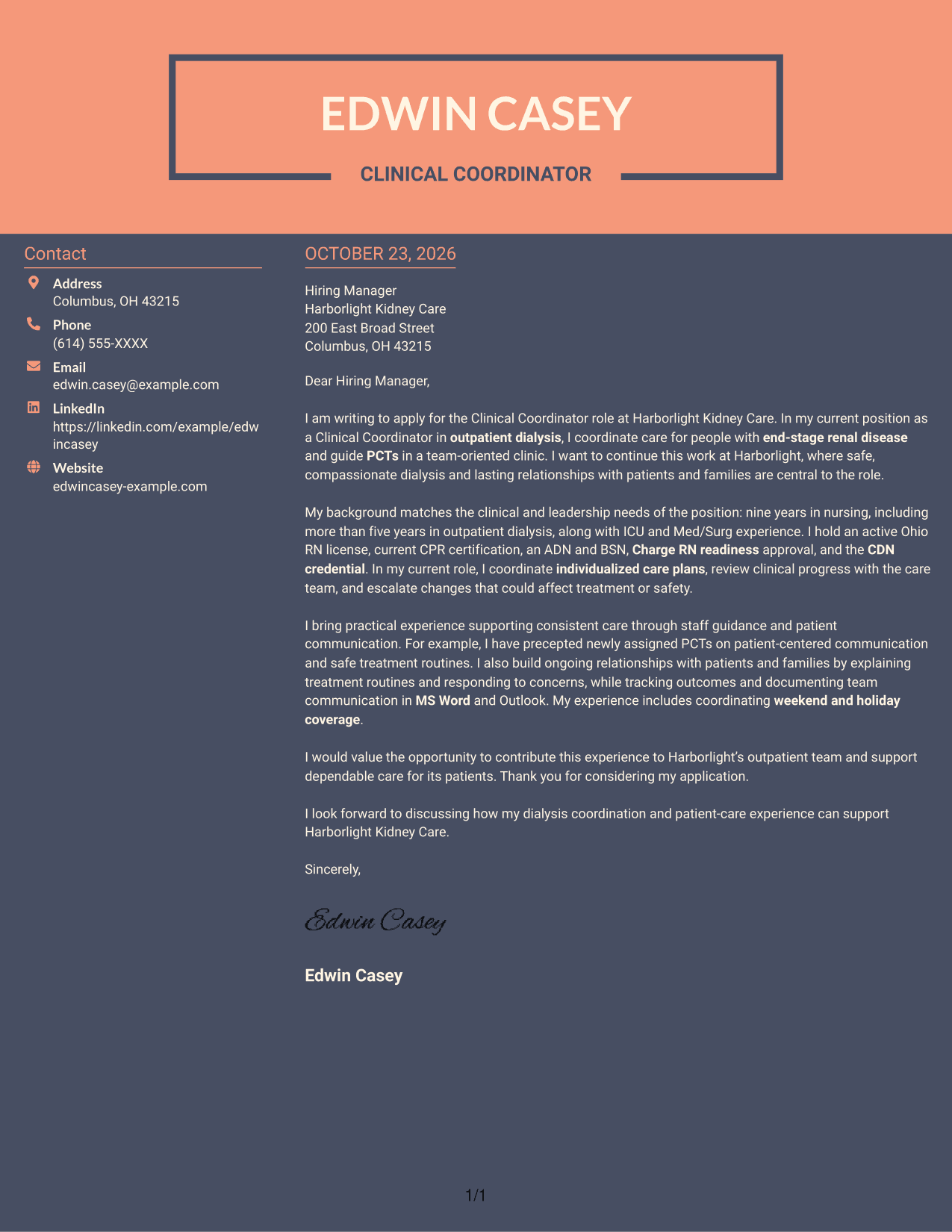 Cover letter example — page 1