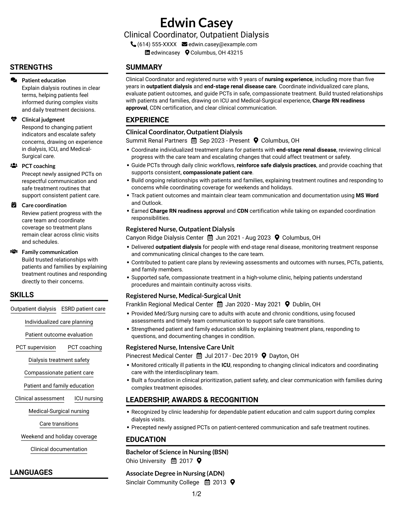 Resume example — page 1
