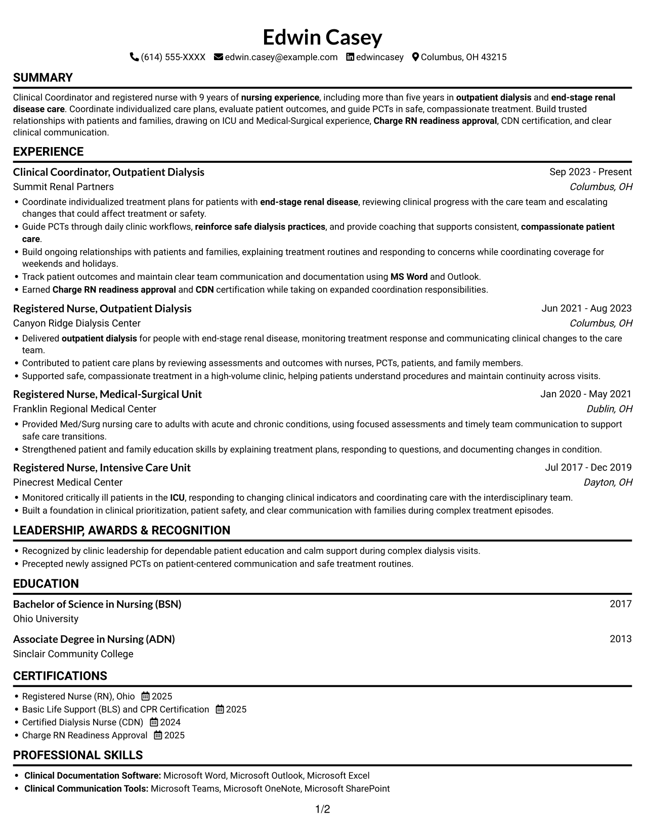 Resume example — page 1