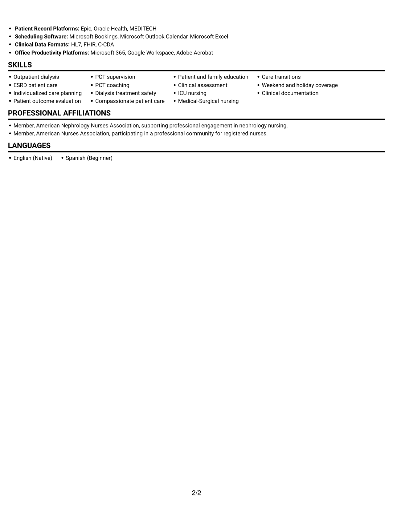 Resume example — page 2