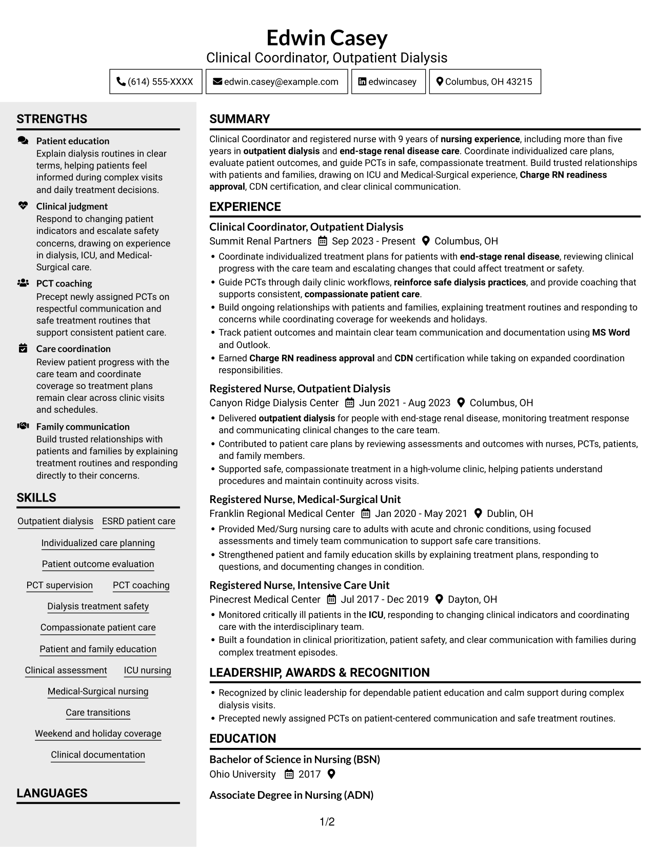 Resume example — page 1