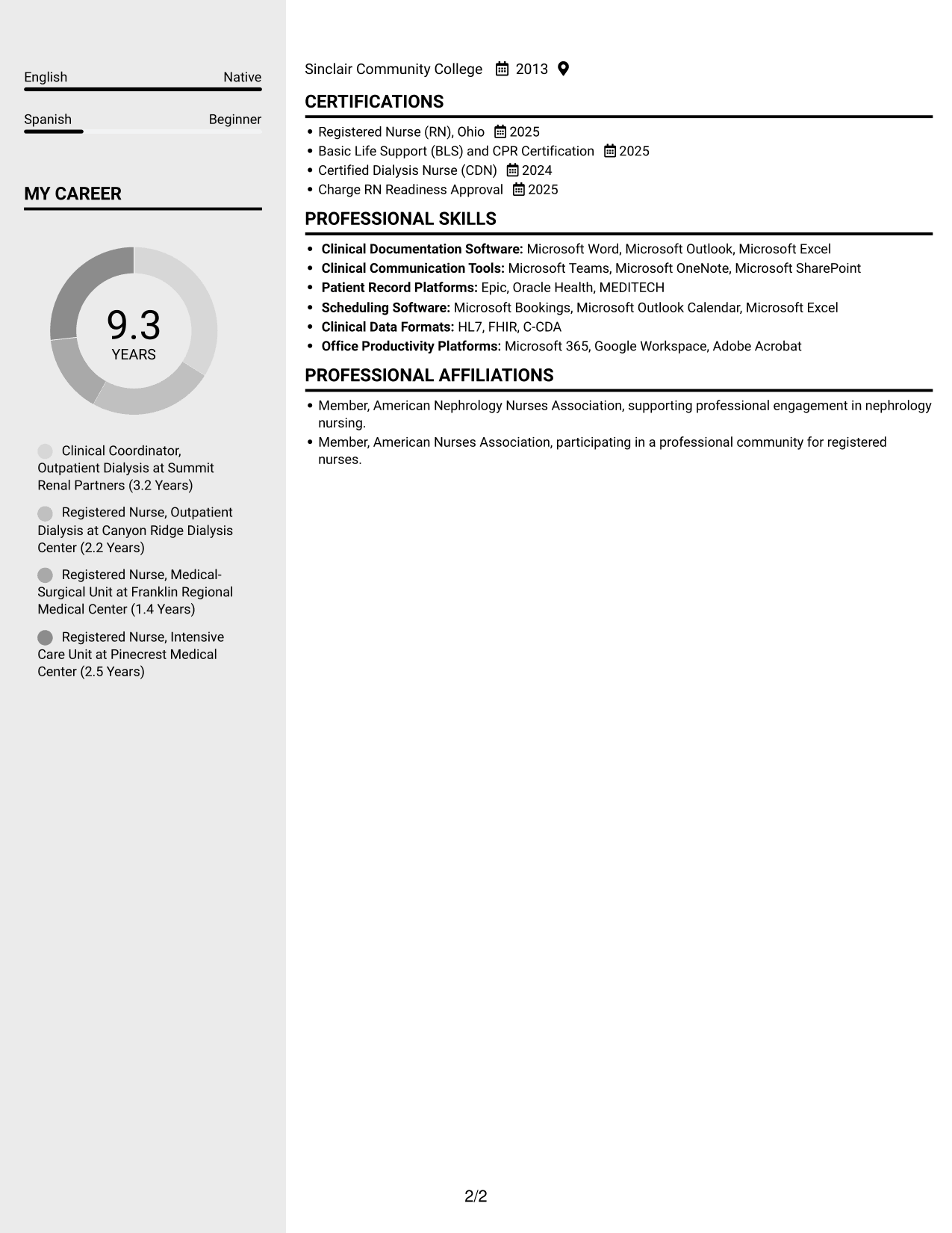 Resume example — page 2
