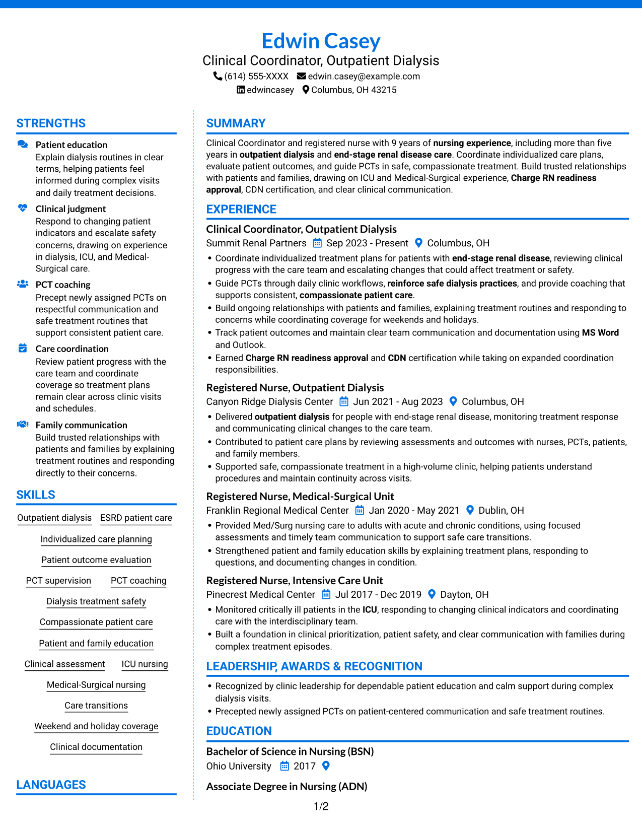 Resume example — page 1