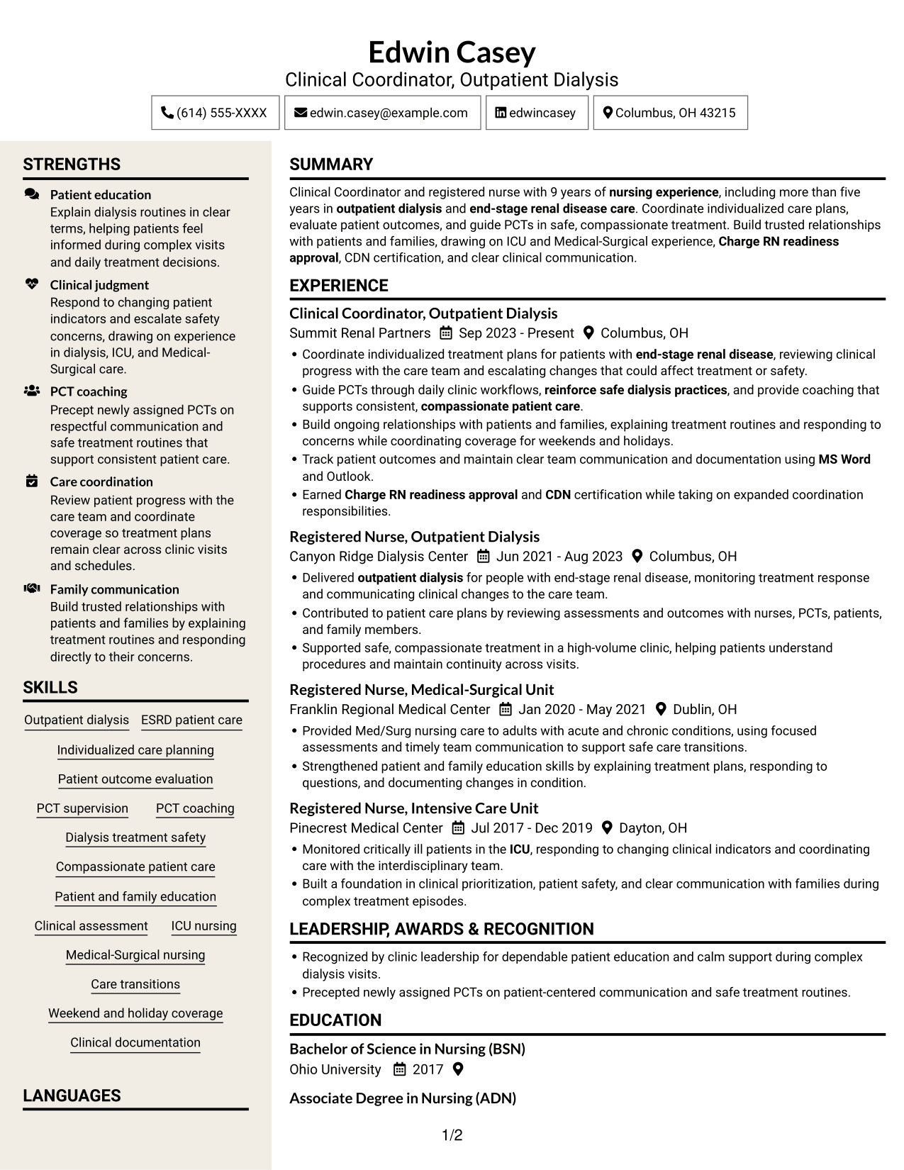 Resume example — page 1