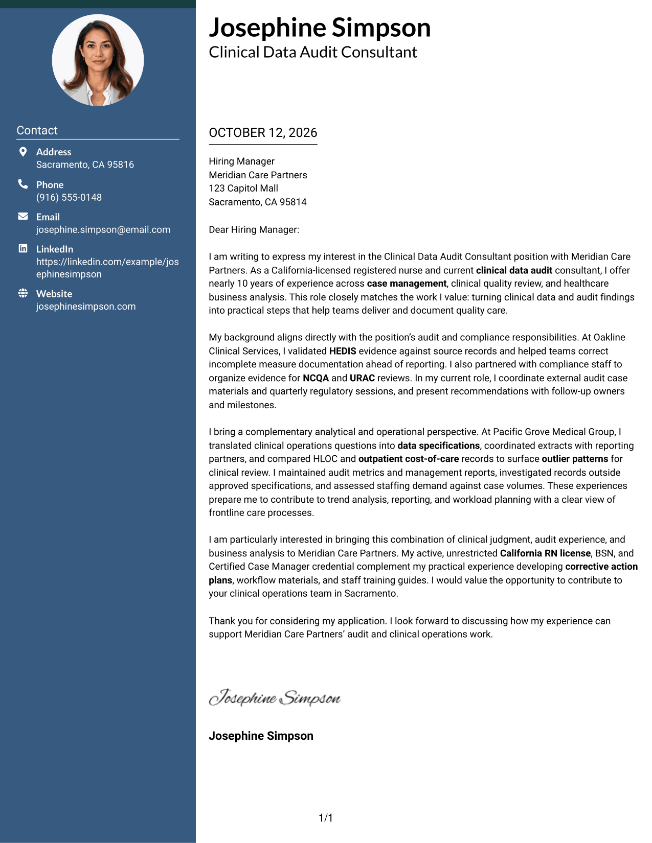 Cover Letter Example Page 1