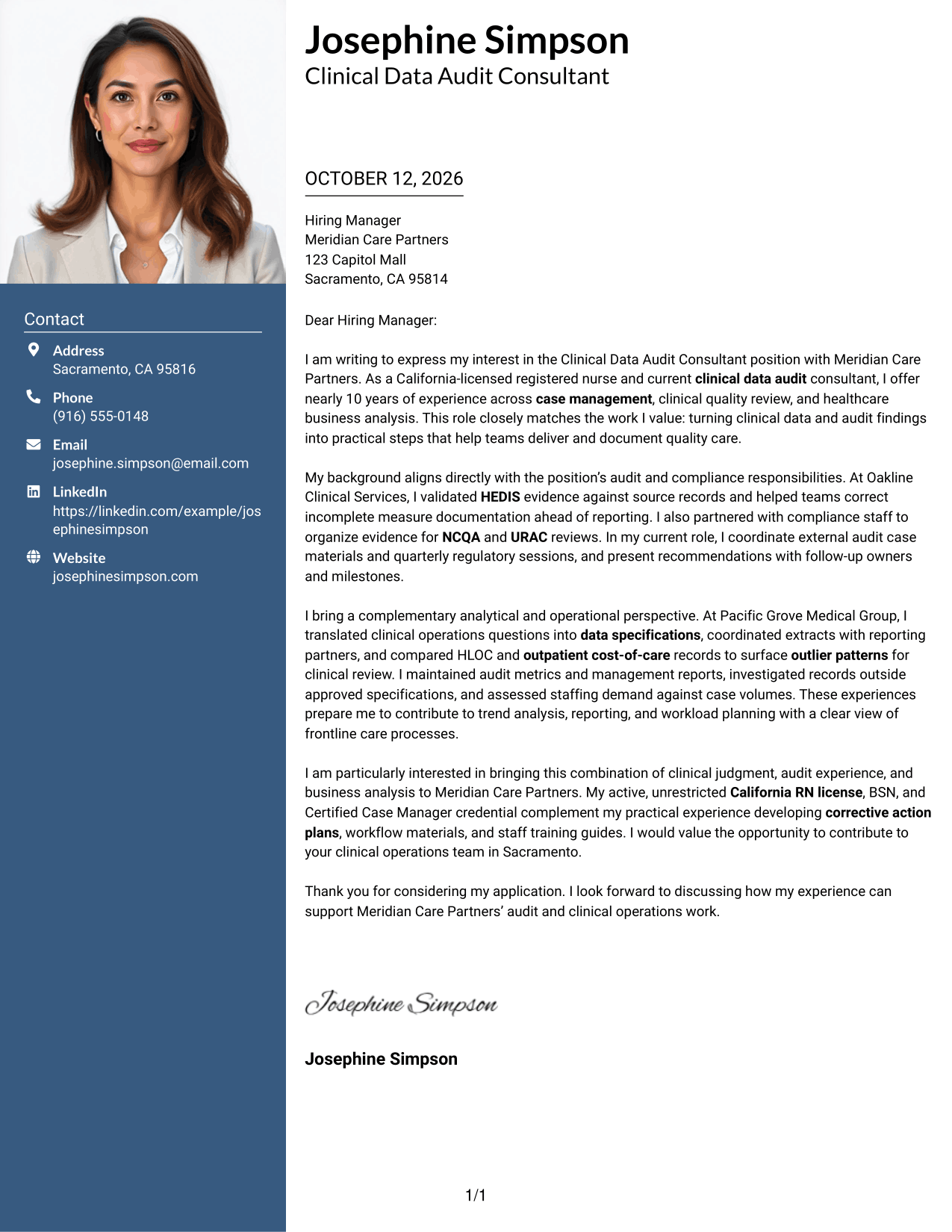 Cover Letter Example Page 1