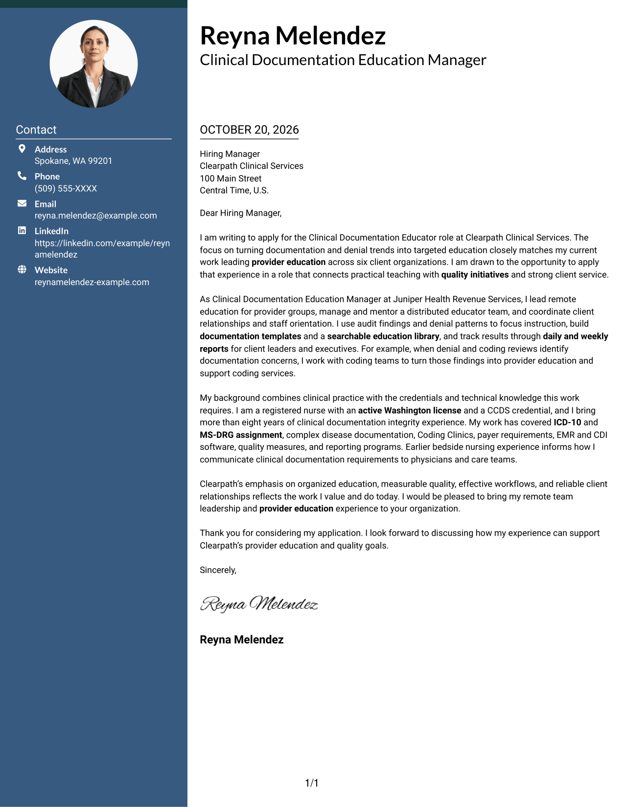 Cover letter example — page 1