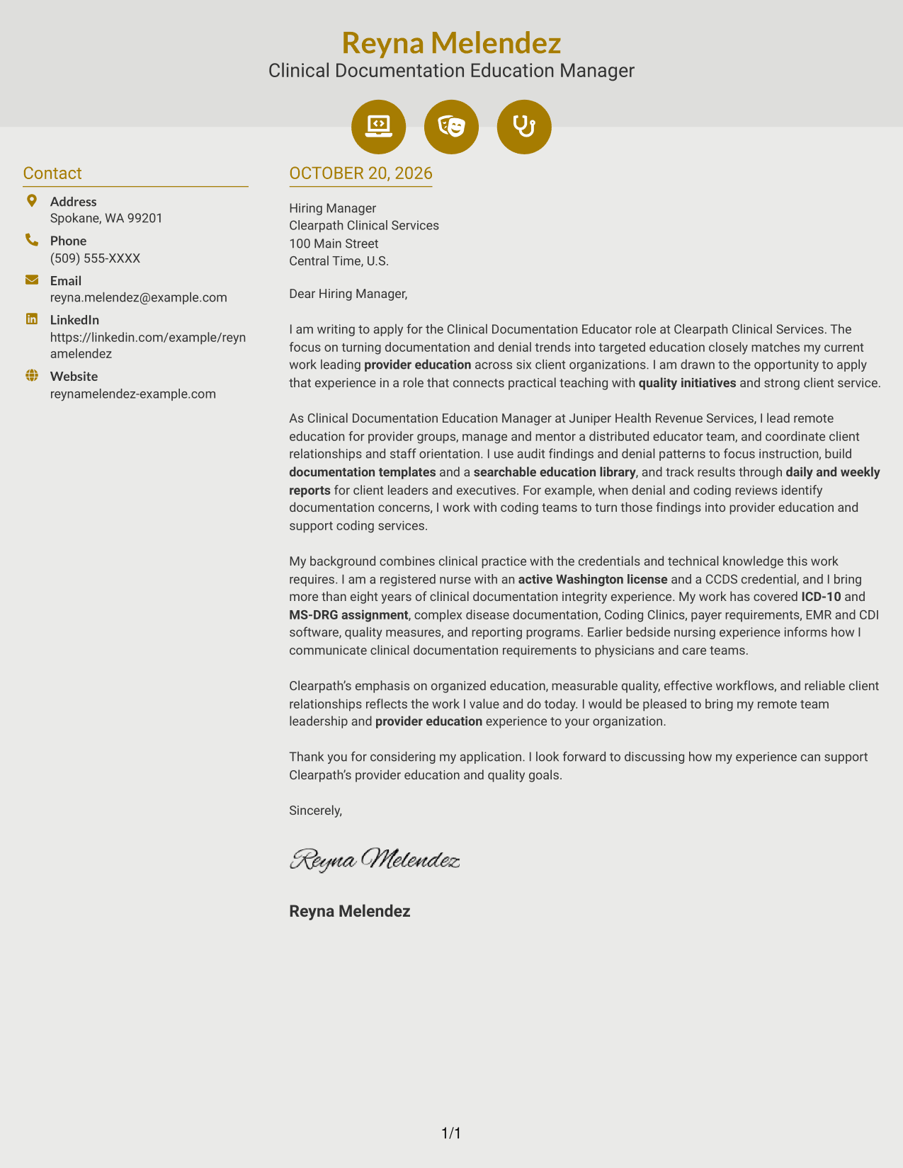 Cover letter example — page 1