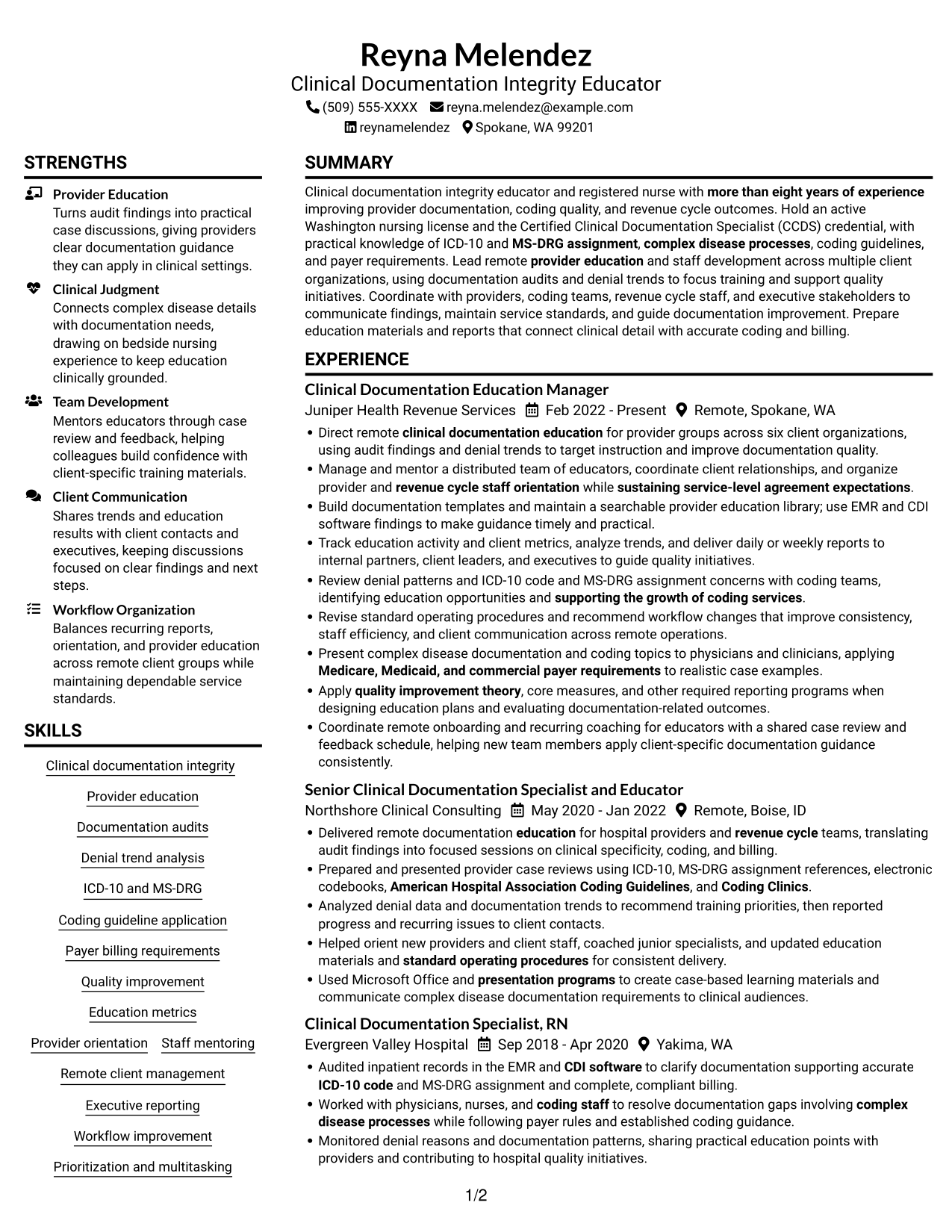 Resume example — page 1