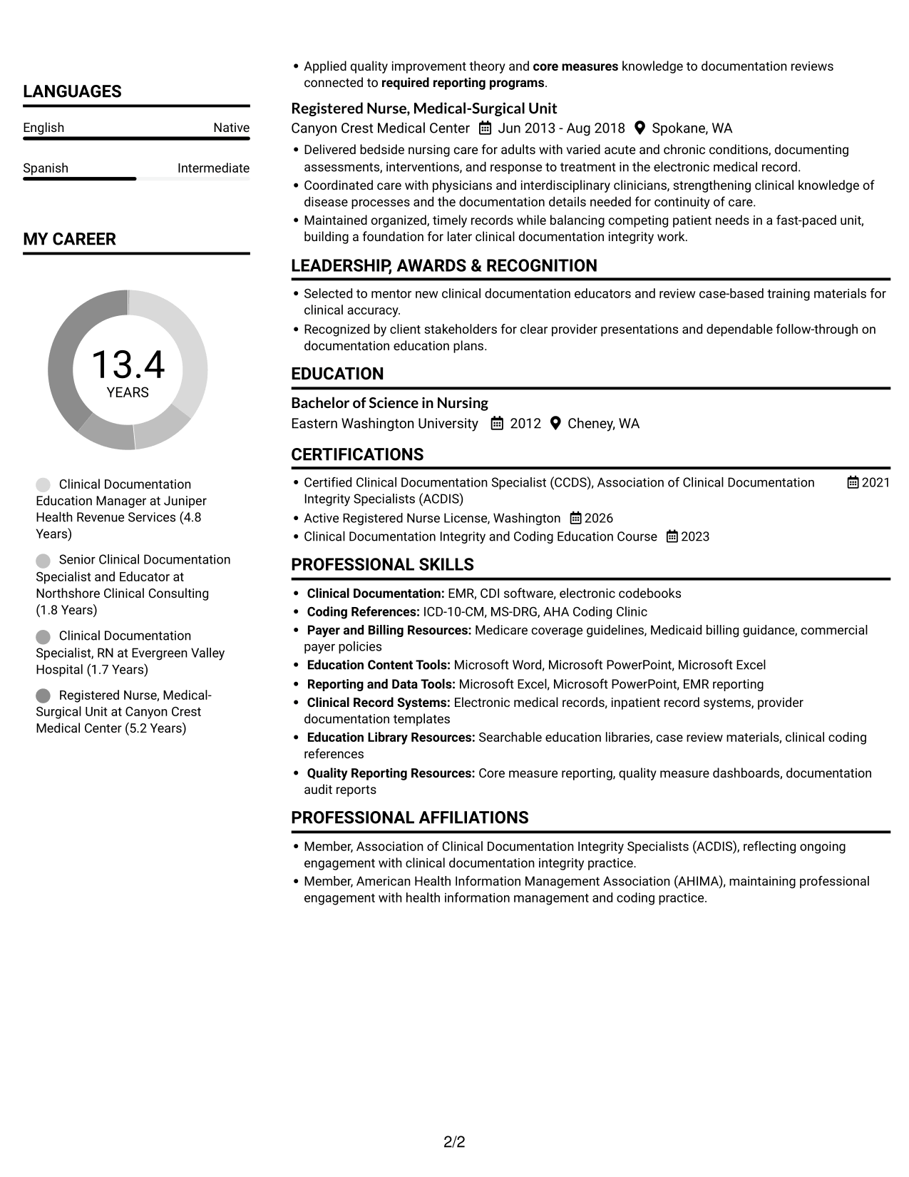 Resume example — page 2