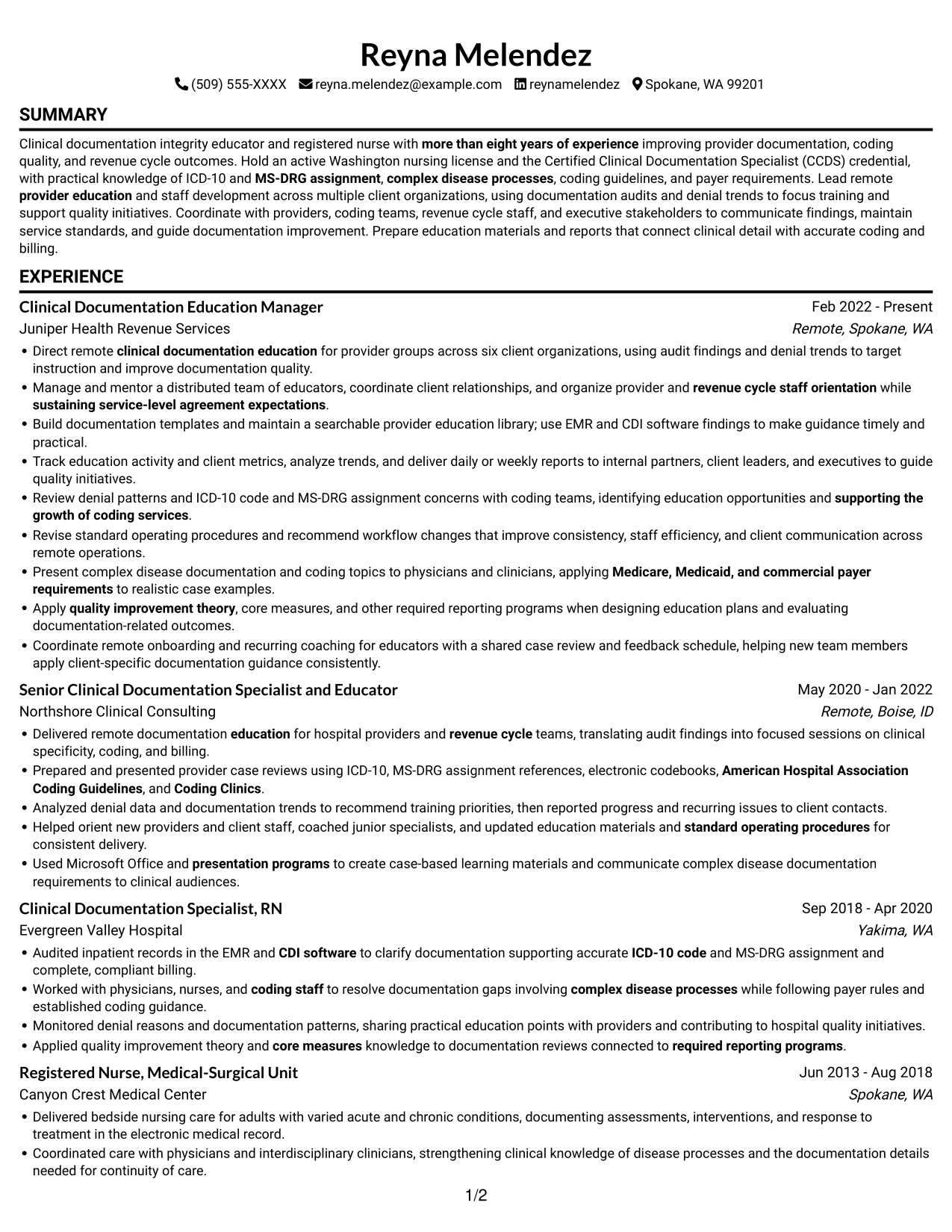 Resume example — page 1