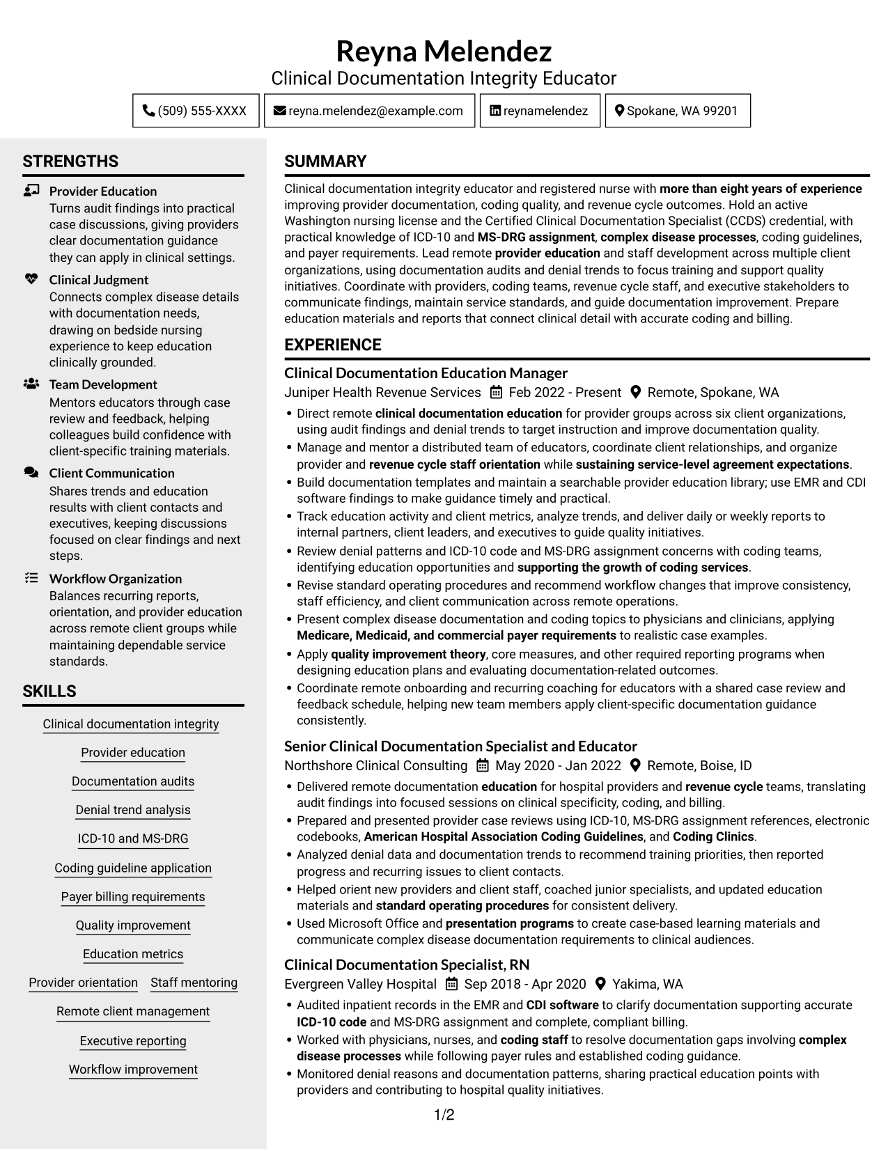 Resume example — page 1