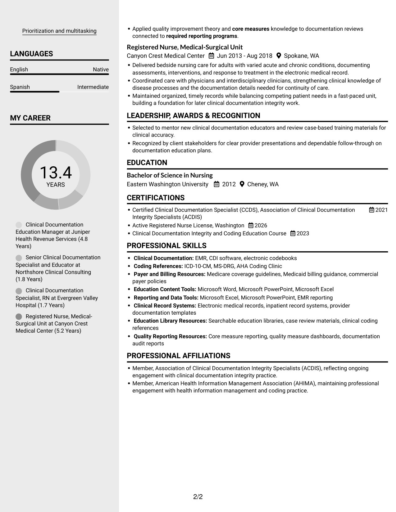 Resume example — page 2