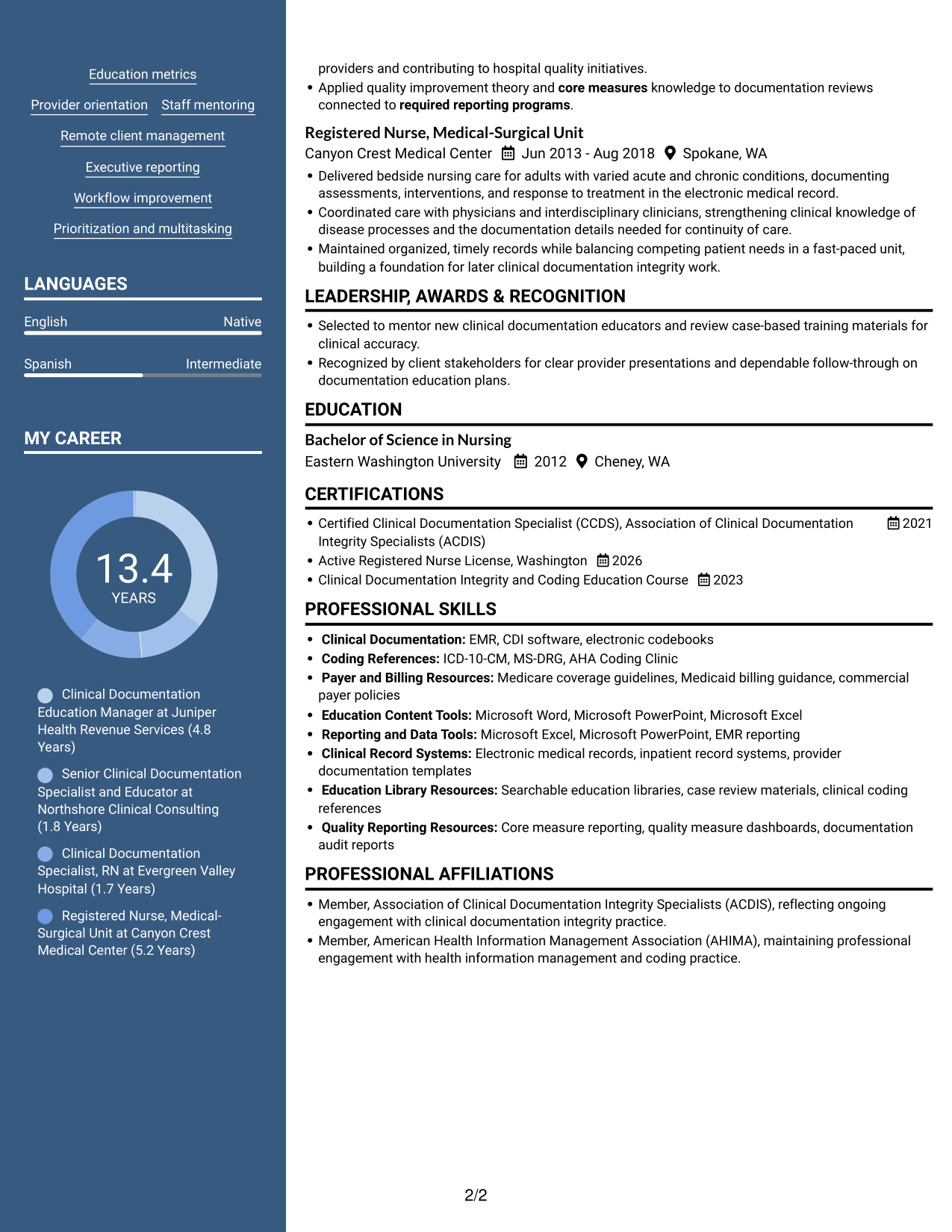 Resume example — page 2