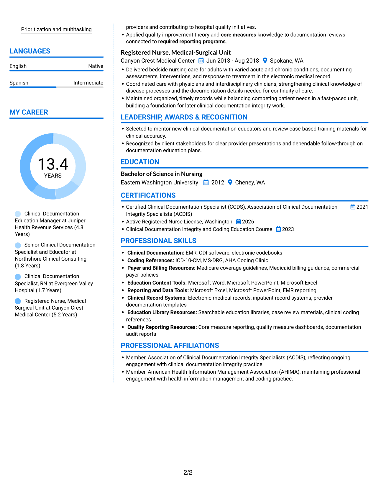 Resume example — page 2