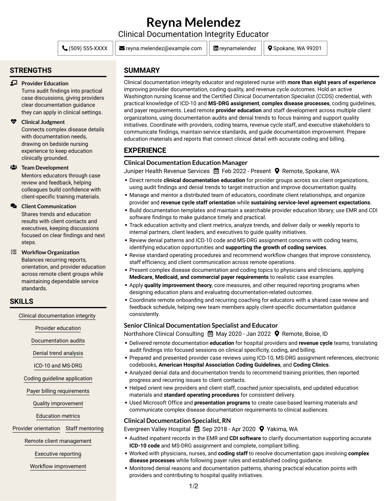 Resume example — page 1