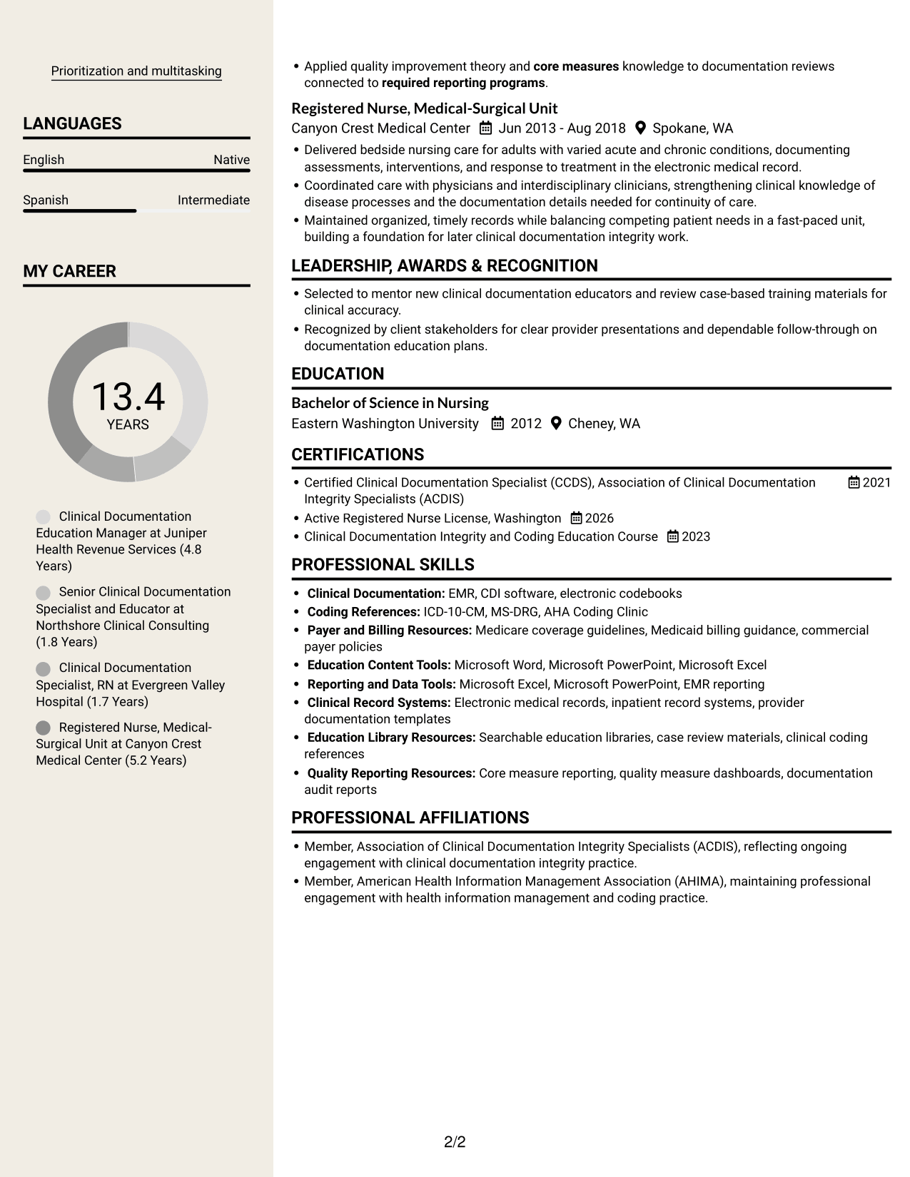 Resume example — page 2