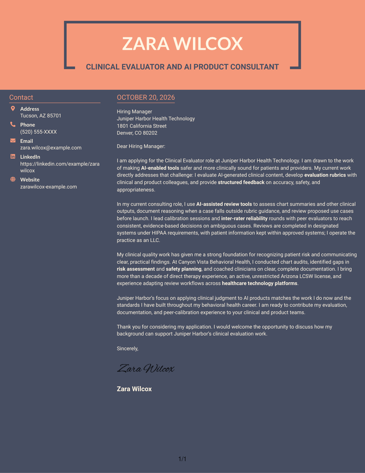 Cover letter example — page 1