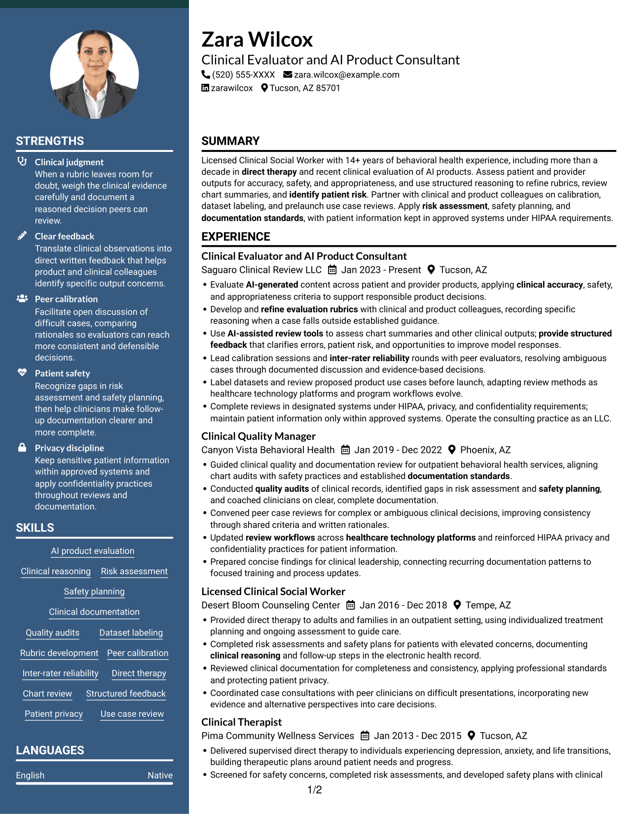 Resume example — page 1