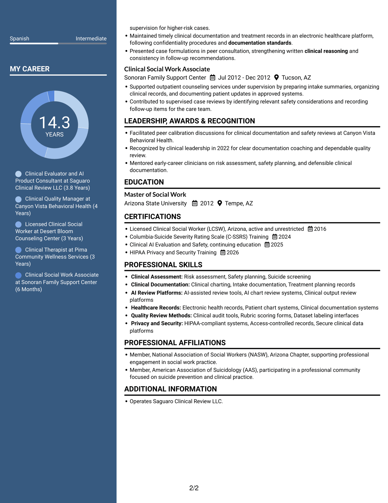 Resume example — page 2