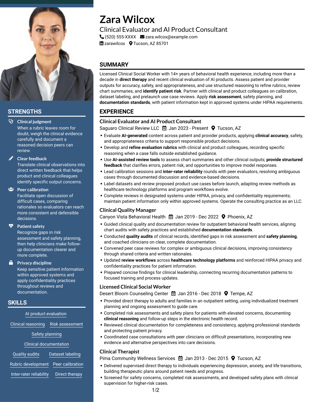Resume example — page 1