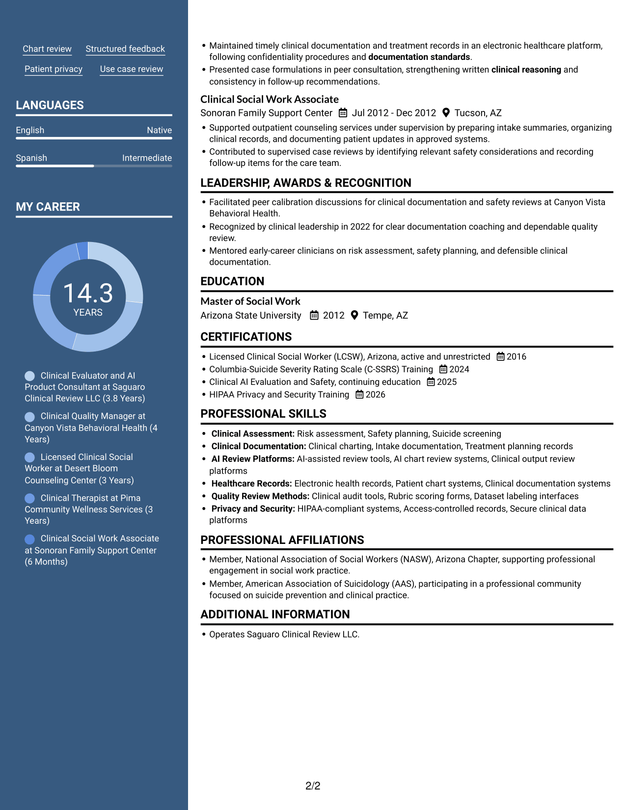 Resume example — page 2