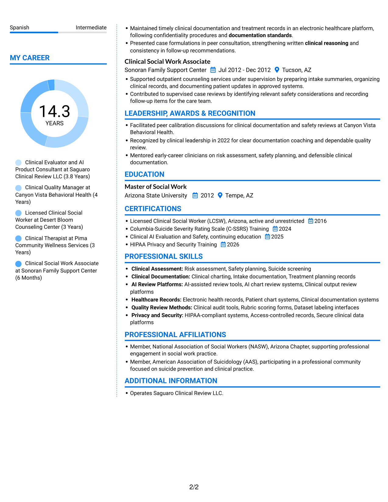 Resume example — page 2