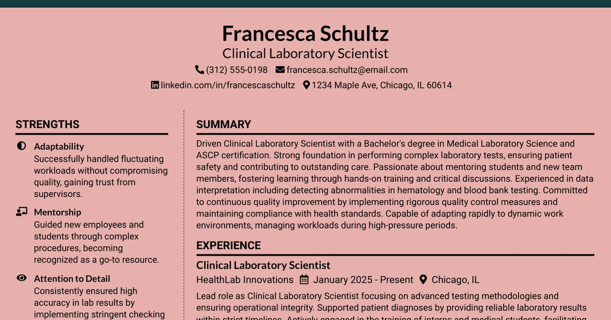 33 Clinical Laboratory Scientist Resume Templates with Example 2026 (ATS-Optimized)