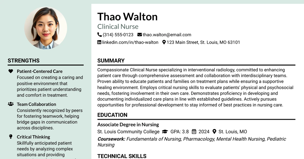 33 Clinical Nurse - Interventional Radiology PRN Resume Templates with Example 2026 (ATS-Optimized)