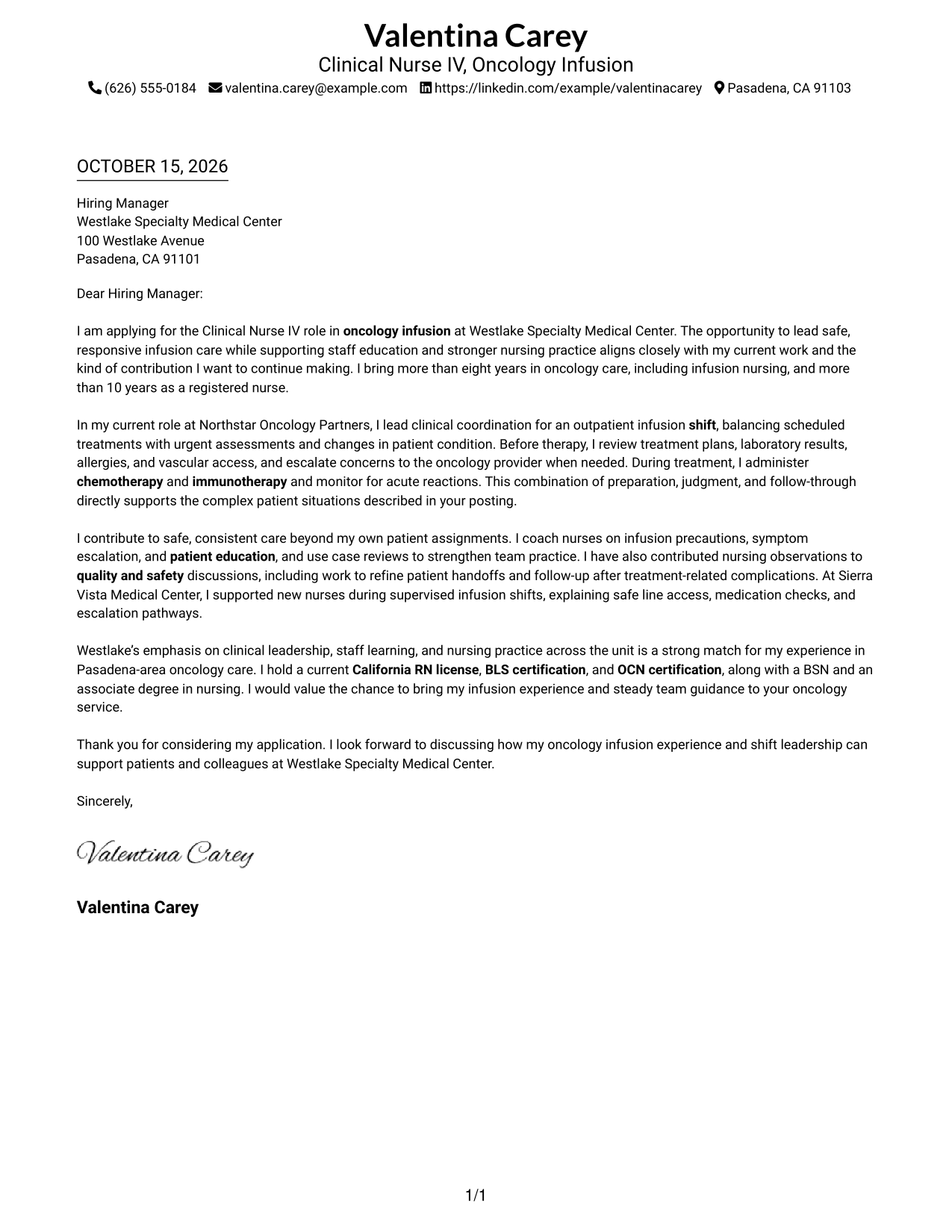 Cover letter example — page 1