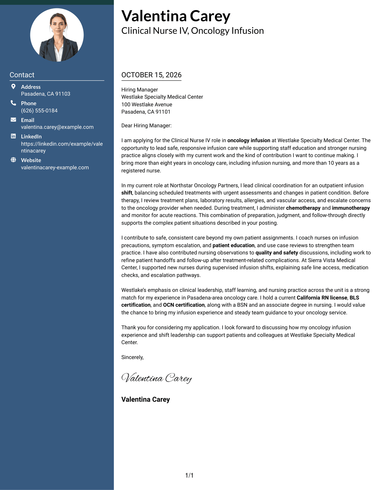 Cover letter example — page 1
