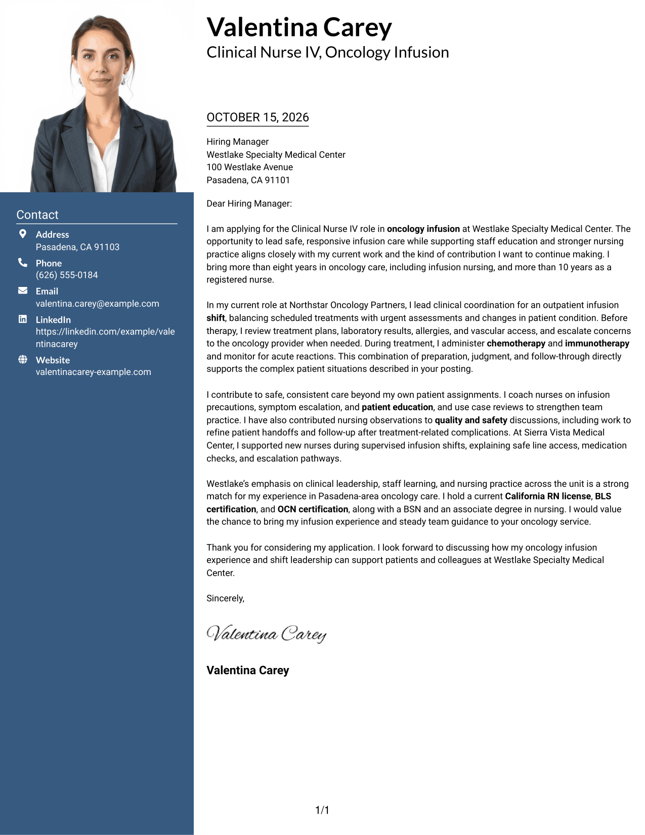 Cover letter example — page 1