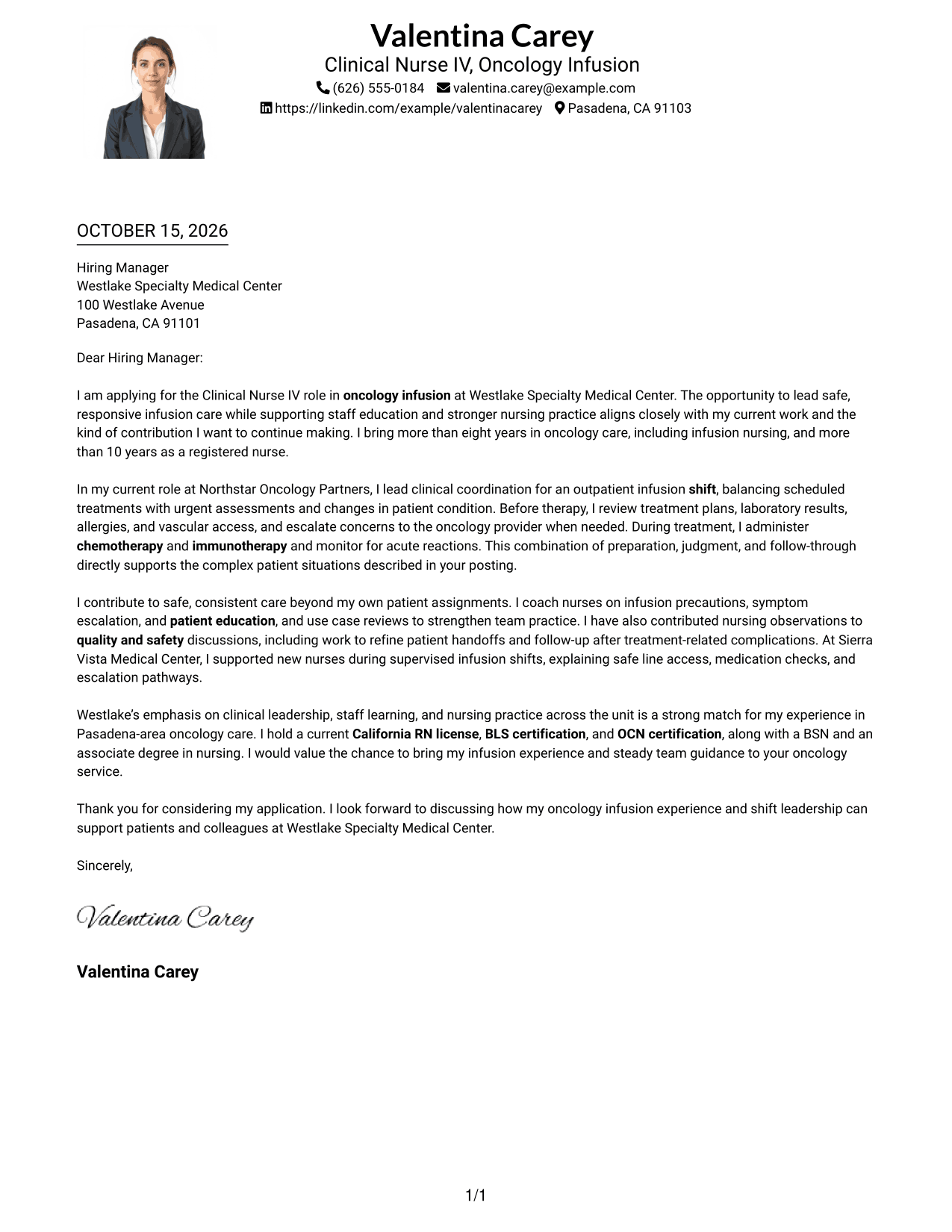 Cover letter example — page 1