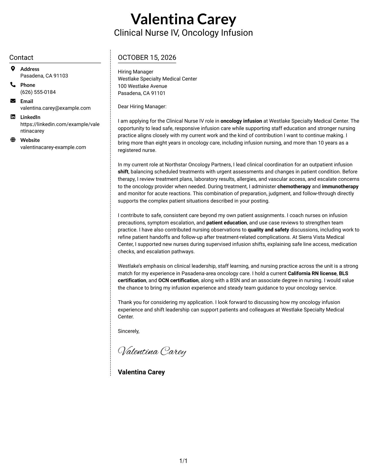 Cover letter example — page 1