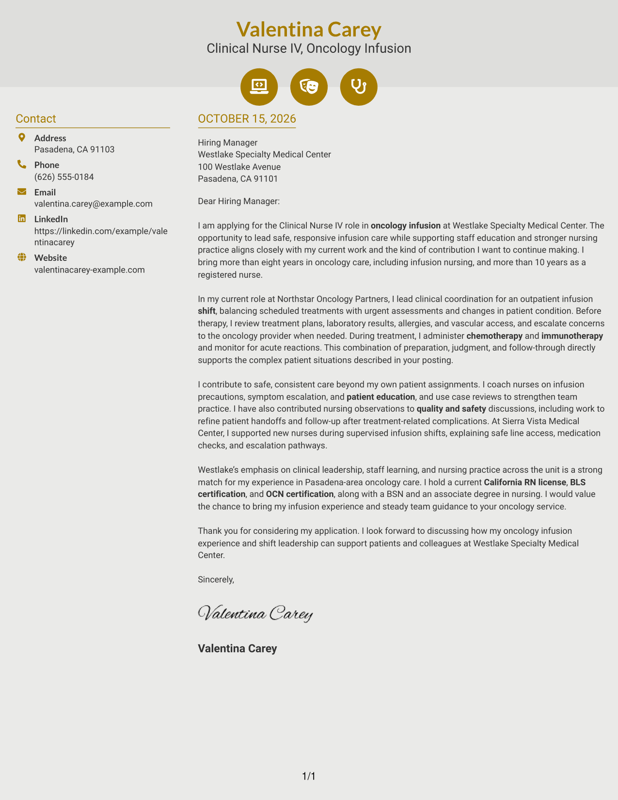 Cover letter example — page 1