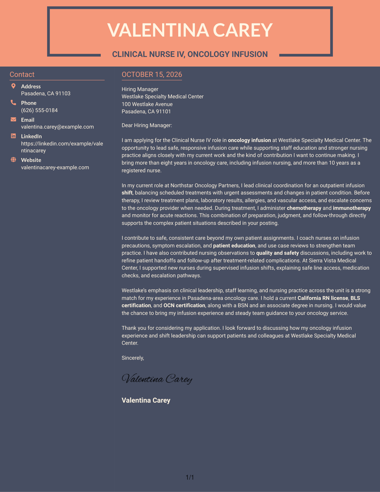 Cover letter example — page 1