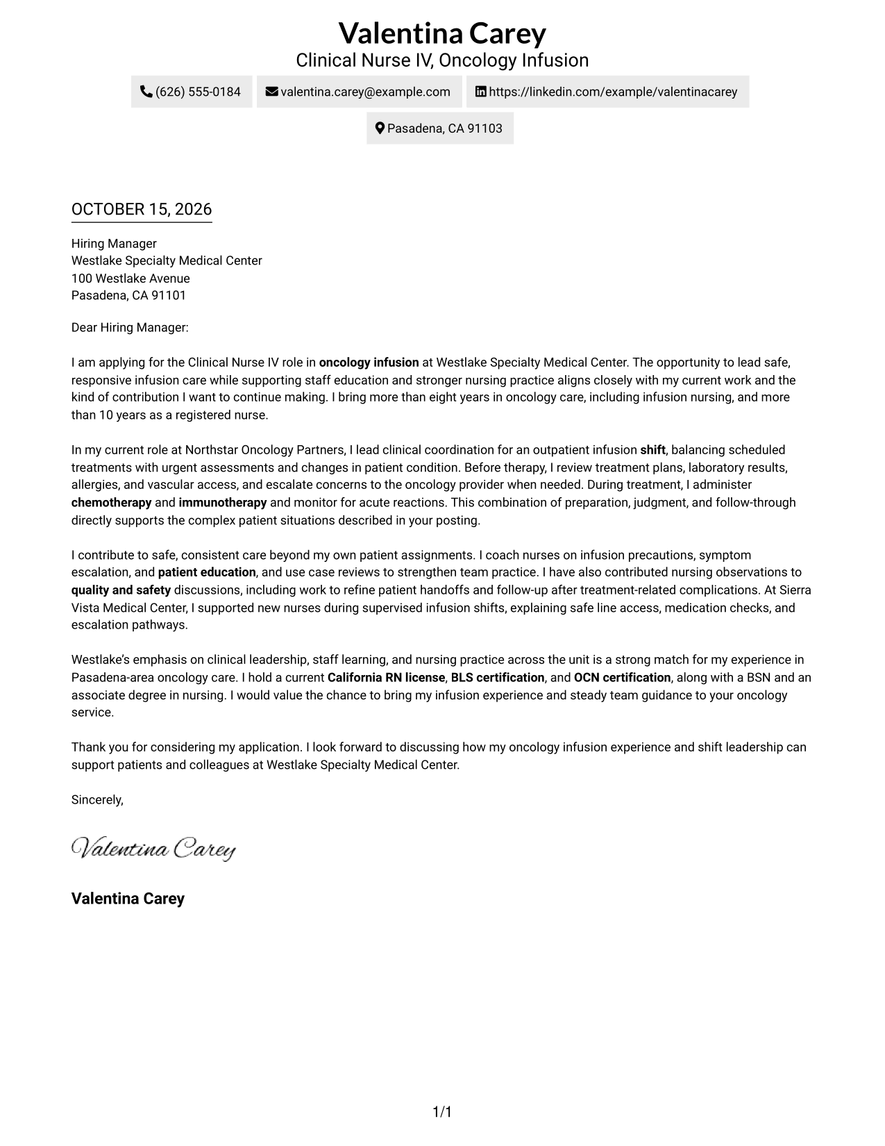 Cover letter example — page 1
