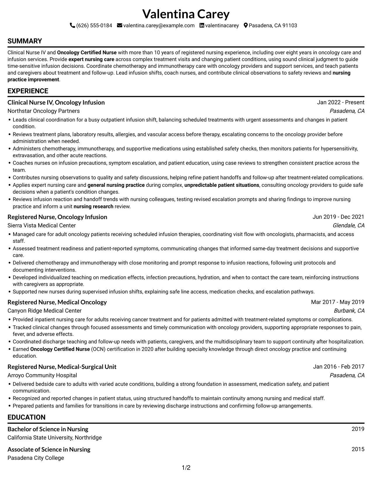 Resume example — page 1