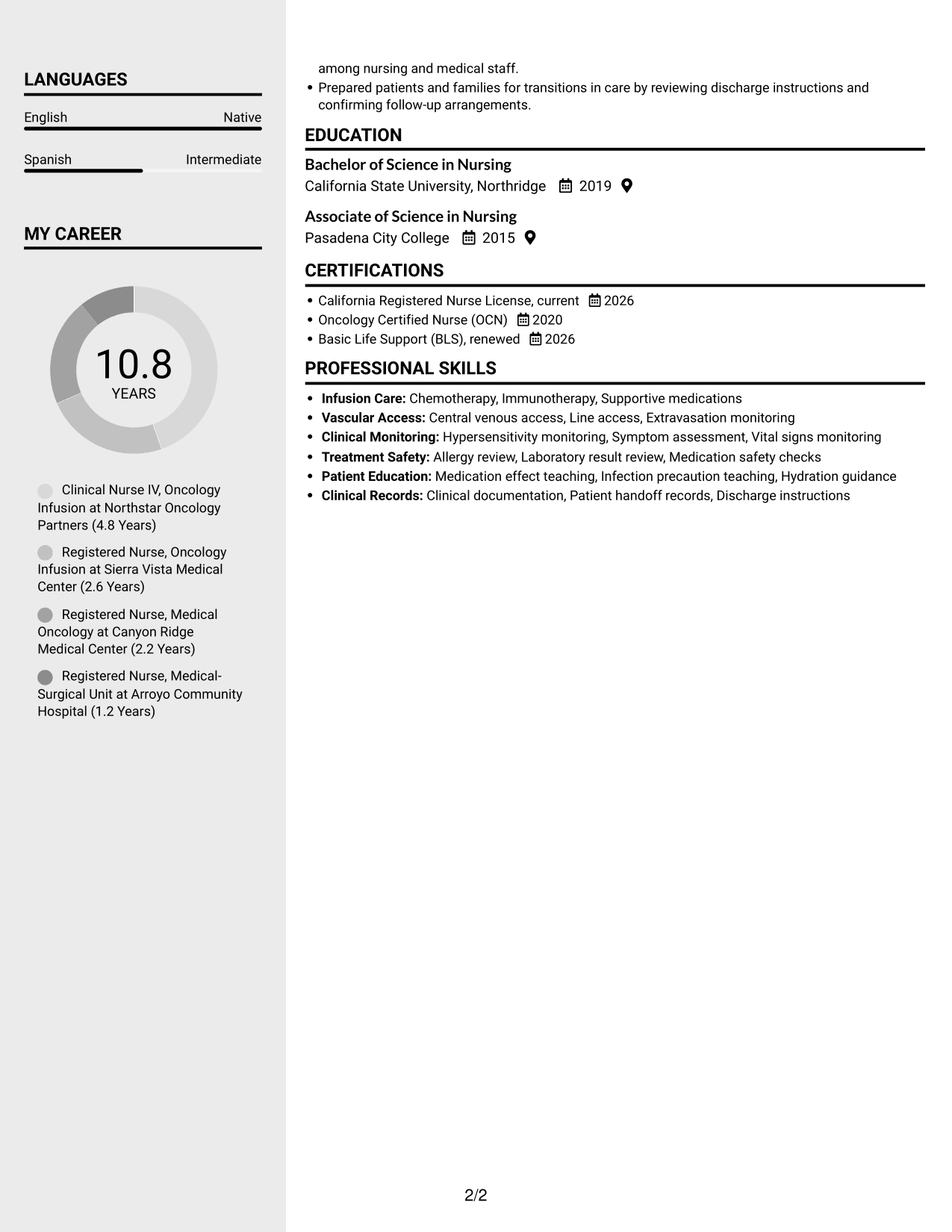 Resume example — page 2