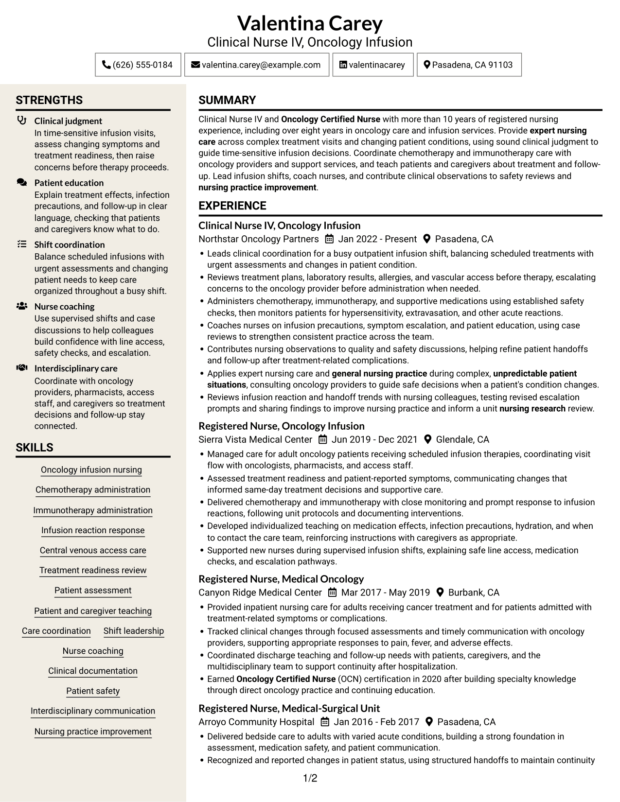 Resume example — page 1