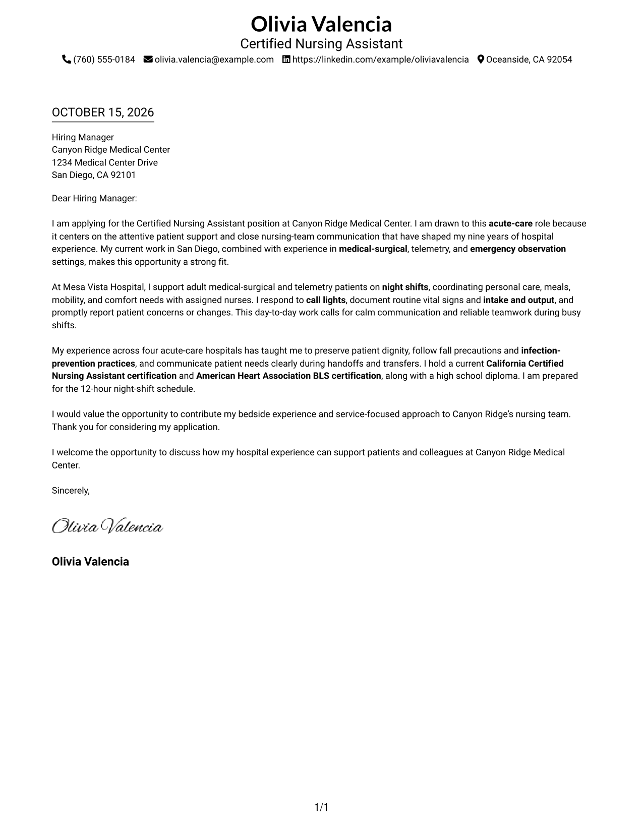 Cover letter example — page 1
