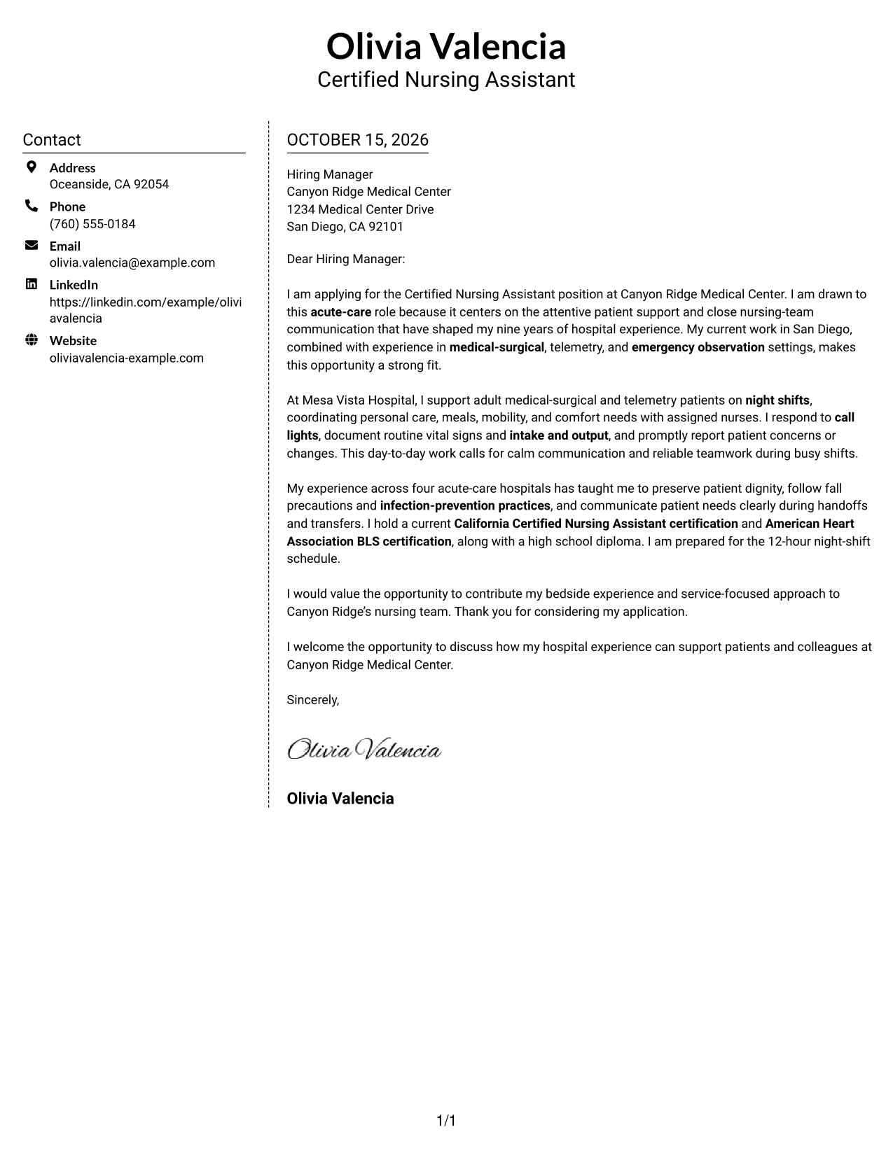 Cover letter example — page 1
