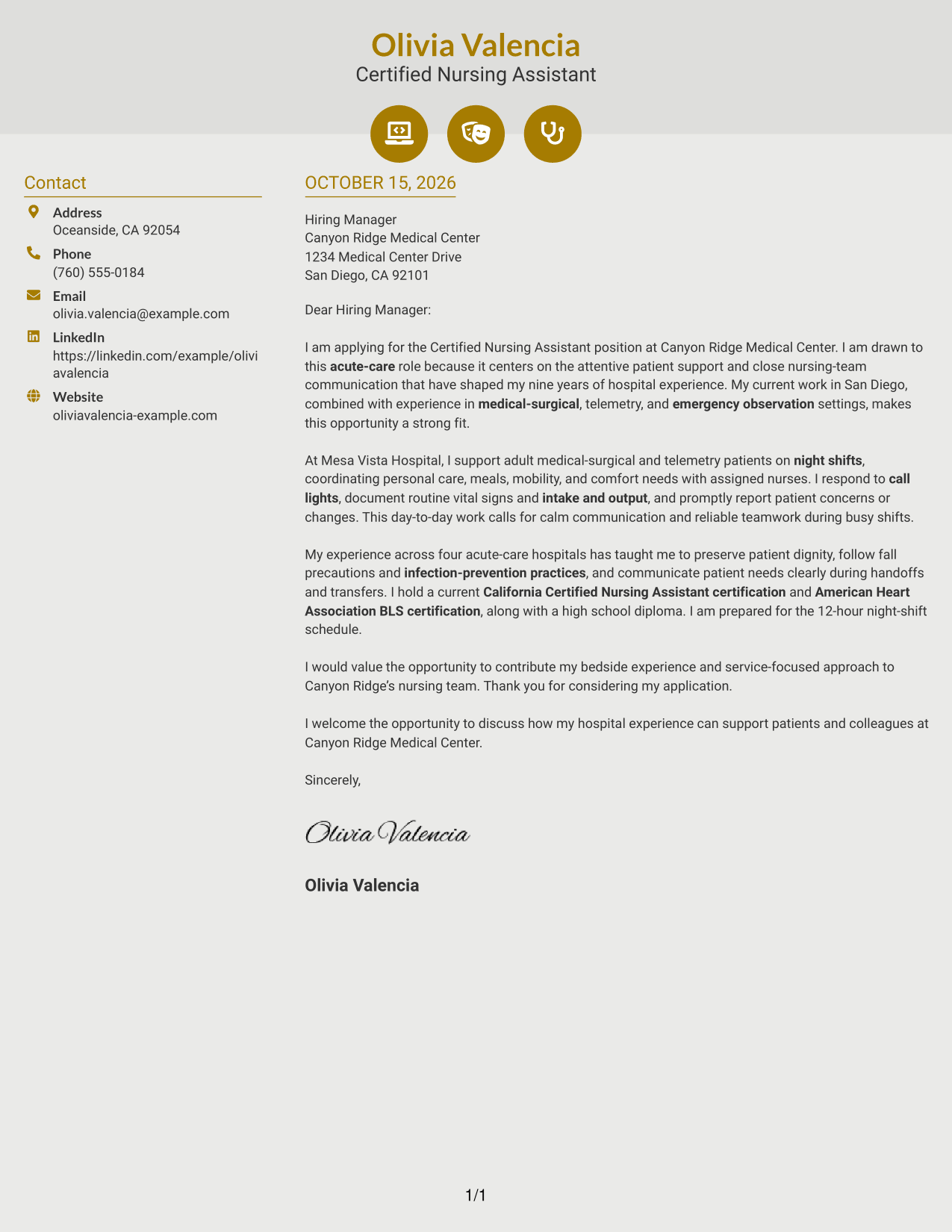 Cover letter example — page 1