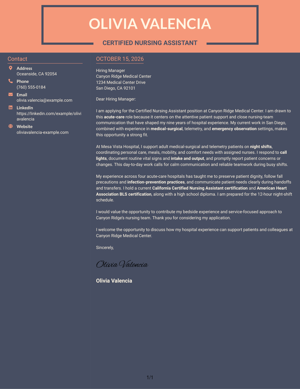 Cover letter example — page 1