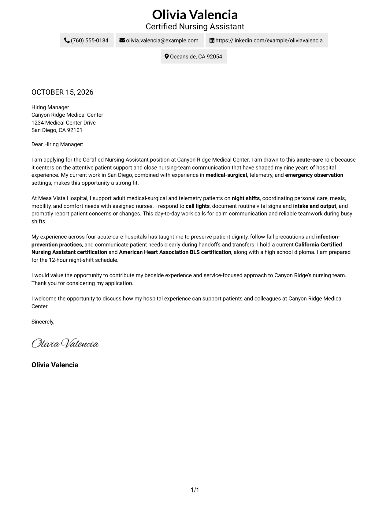 Cover letter example — page 1