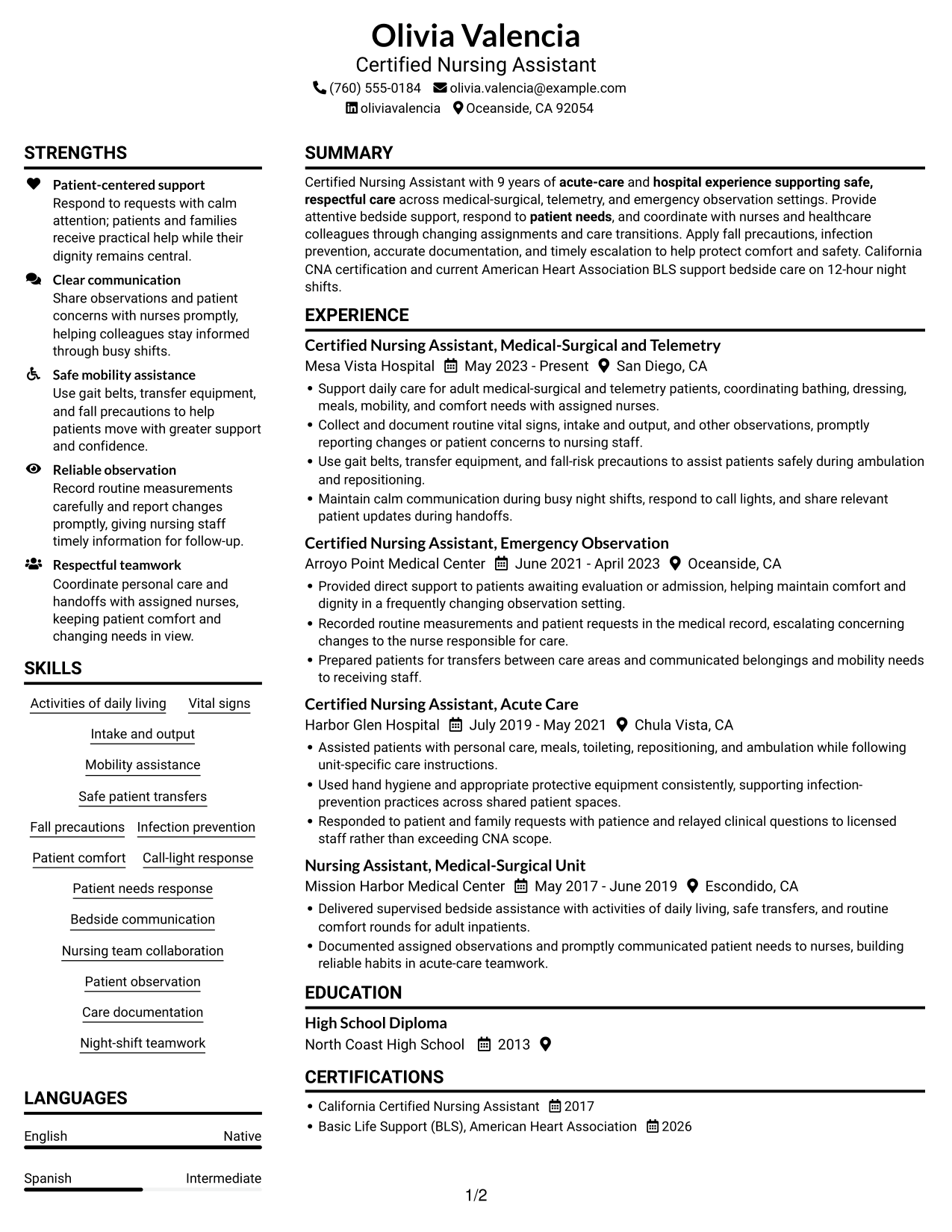 Resume example — page 1
