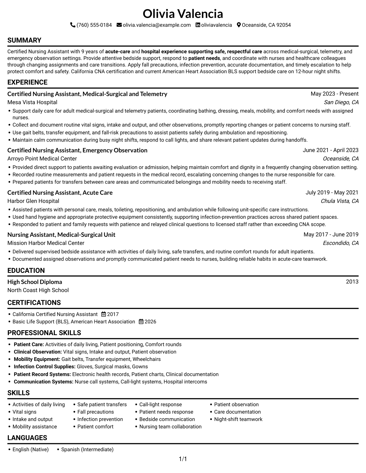 Resume example — page 1