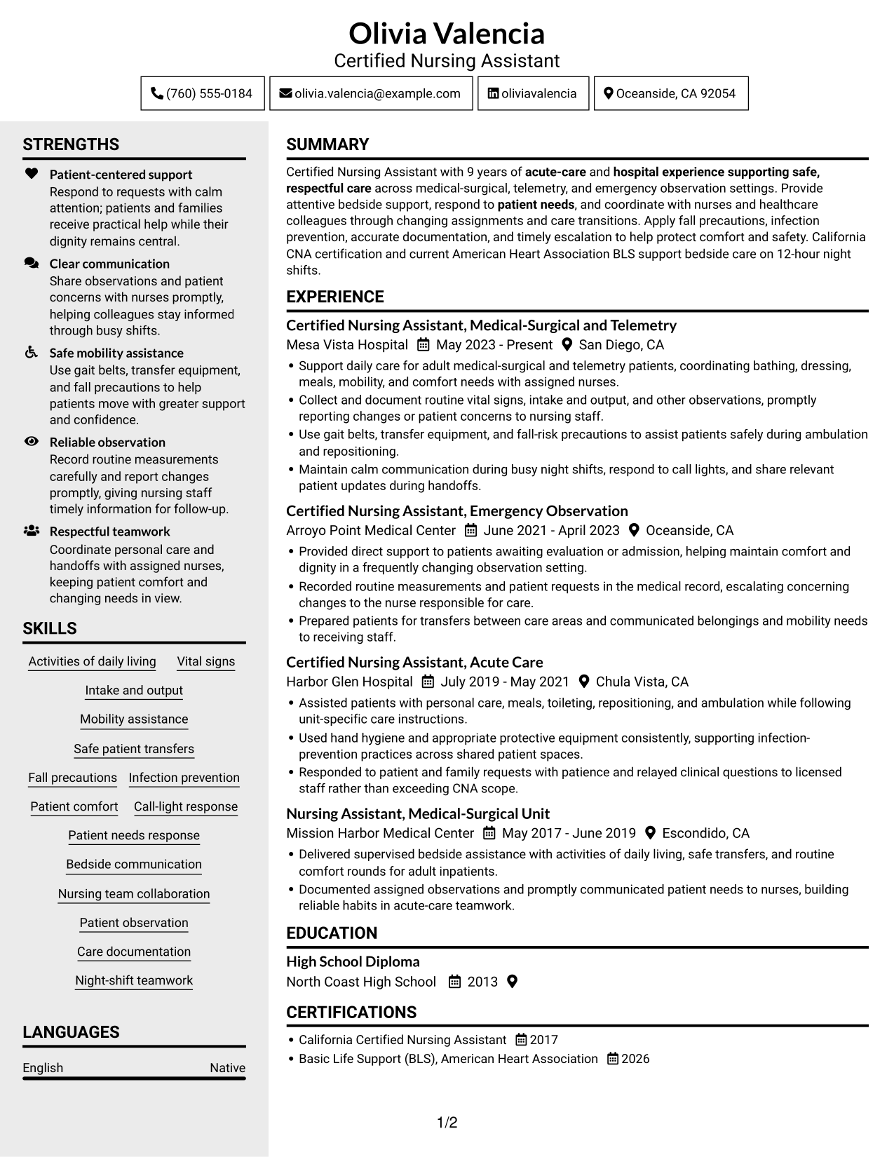Resume example — page 1